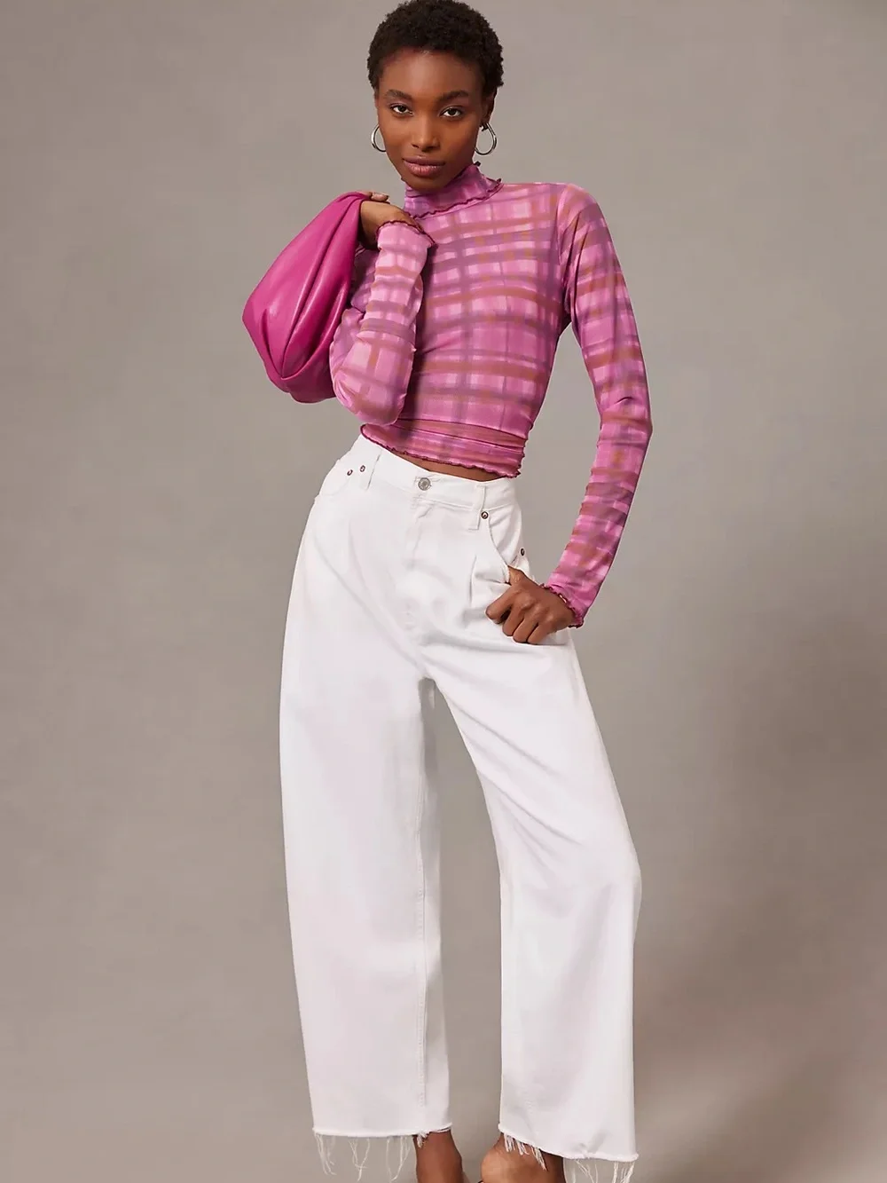 Pilcro Plaid Turtleneck Top